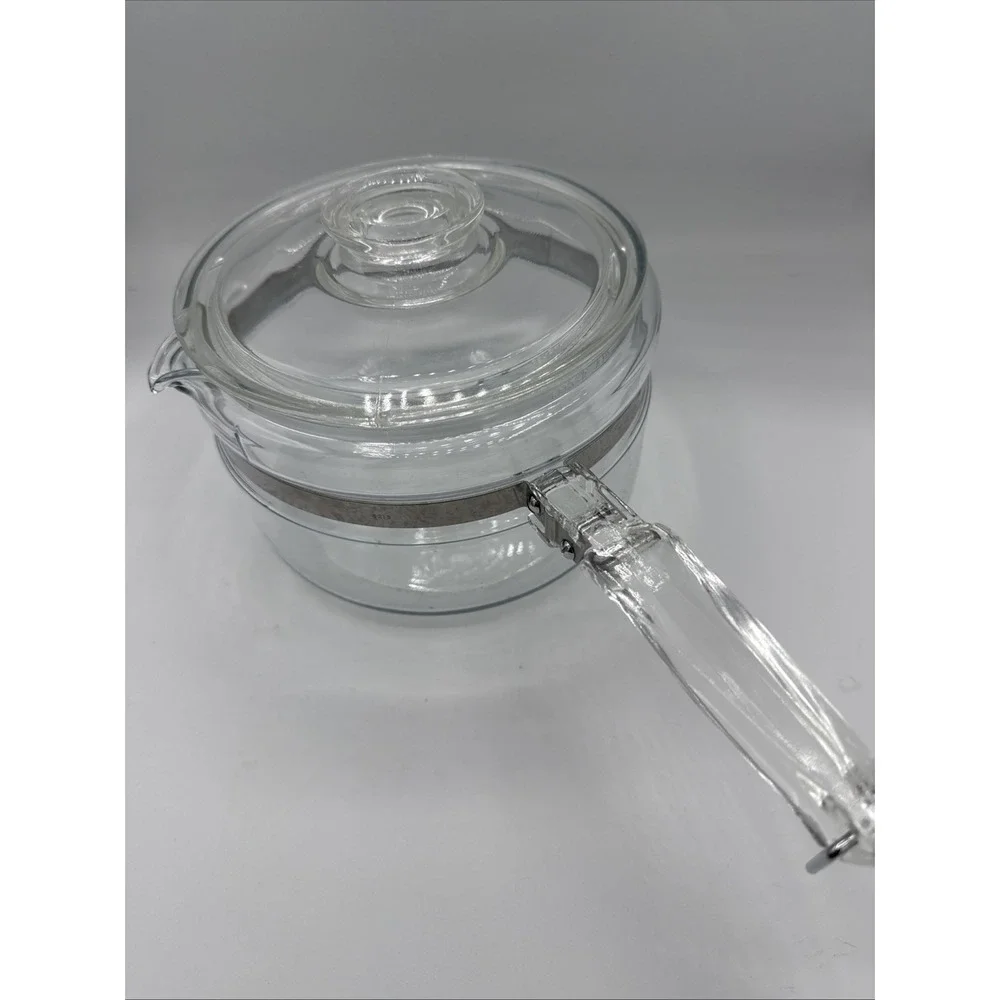 Vintage Pyrex Flameware Glass Pot Saucepan w/ Lid 2Q  6214-B Made in USA